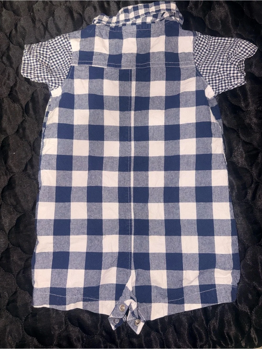 Carter's Navy and White Gingham Short-Sleeve Button Romper